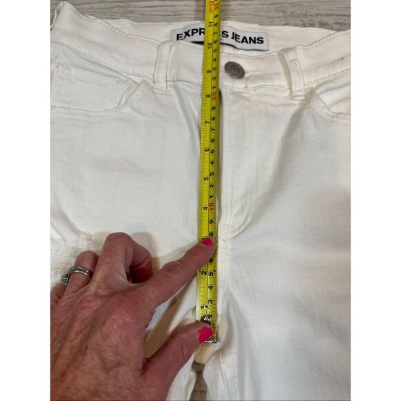 Express ankle legging high-rise white distressed jeans size 2 - Picture 9 of 13